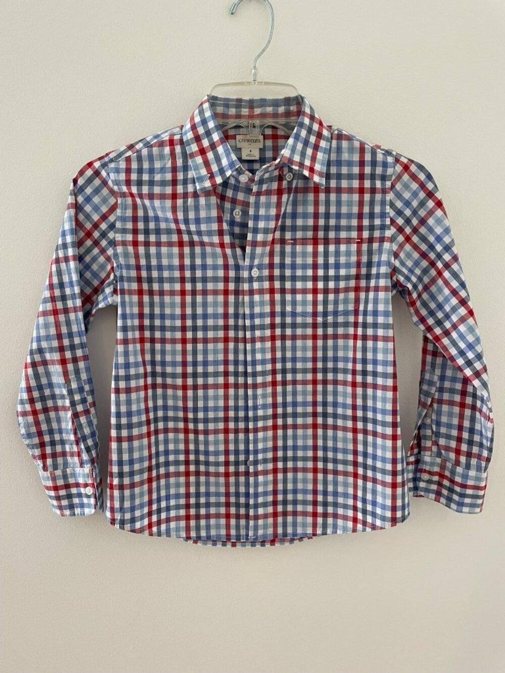 Kids/Boys Crewcuts L/S button down Shirt size M red/white/blue cotton